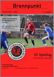 Titelblatt eines Fußballprogramms mit einem Spiel zwischen dem ATSV Malscherbach und dem FV Ettlingenweier, mit Spielern in Aktion.